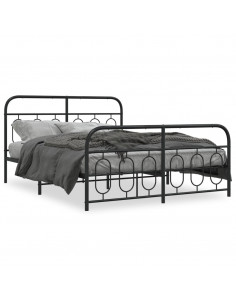 Giroletto con Testiera e Pediera Metallo Nero 150x200 cm 2