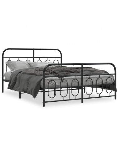 Giroletto con Testiera e Pediera Metallo Nero 150x200 cm