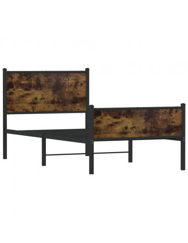 Giroletto con Testiera e Pediera Metallo Rovere Fumo 90x200 cm