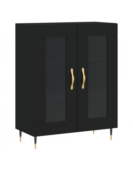 Credenza Nera 69,5x34x180 cm in Legno Multistrato