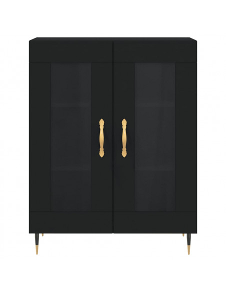 Credenza Nera 69,5x34x180 cm in Legno Multistrato