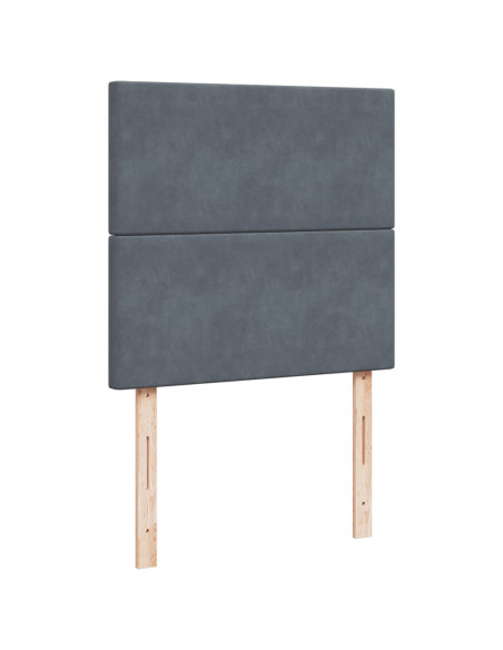 Giroletto a Molle con Materasso Grigio Scuro 80x200 cm Velluto