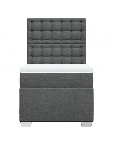 Giroletto a Molle con Materasso Grigio Scuro 90x190 cm Tessuto