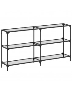 Tavolino Consolle Piano Vetro Trasparente 158,5x30x81cm Acciaio 2