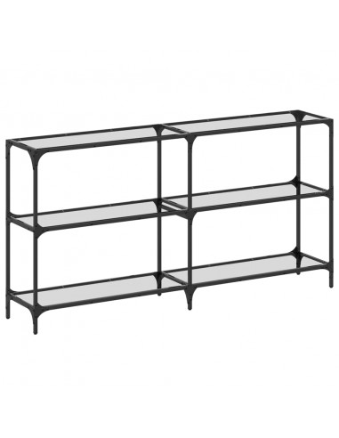 Tavolino Consolle Piano Vetro Trasparente 158,5x30x81cm Acciaio