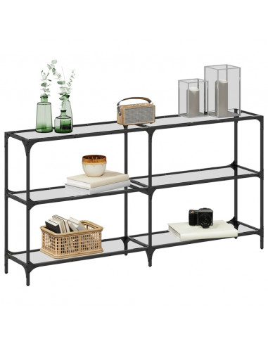 Tavolino Consolle Piano Vetro Trasparente 158,5x30x81cm Acciaio