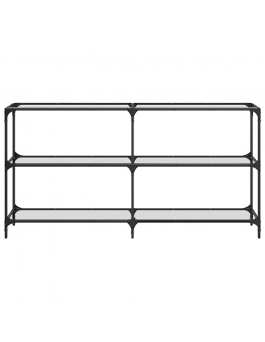 Tavolino Consolle Piano Vetro Trasparente 158,5x30x81cm Acciaio