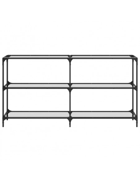 Tavolino Consolle Piano Vetro Trasparente 158,5x30x81cm Acciaio