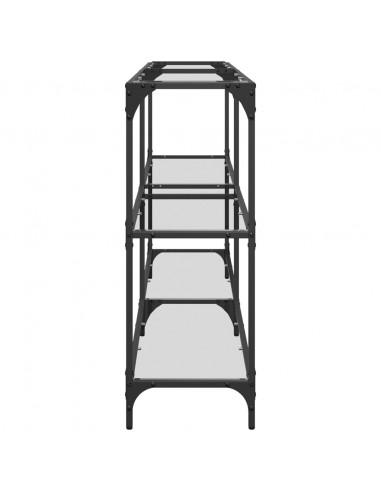 Tavolino Consolle Piano Vetro Trasparente 158,5x30x81cm Acciaio