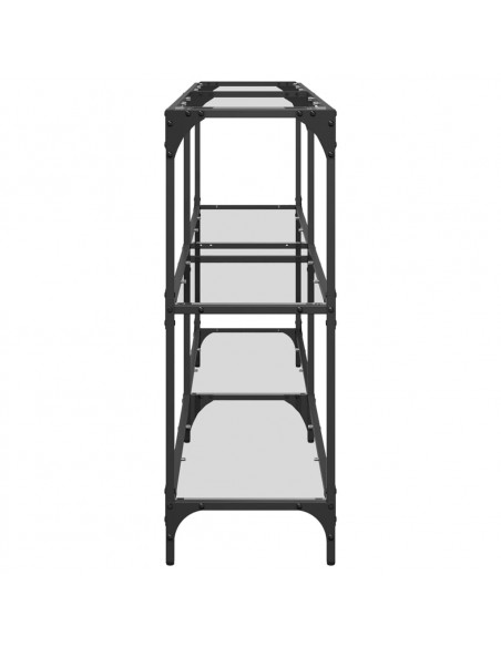 Tavolino Consolle Piano Vetro Trasparente 158,5x30x81cm Acciaio