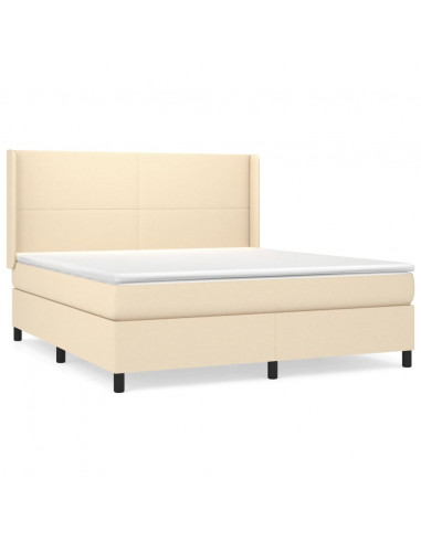 Giroletto a Molle con Materasso Crema 160x200 cm in Tessuto