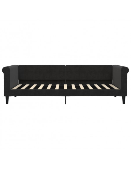 Divano Letto Estraibile con Cassetti Nero 90x200 cm in Velluto