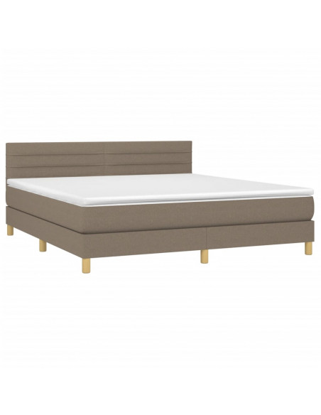 Letto a Molle con Materasso e LED Tortora 160x200 cm in Tessuto