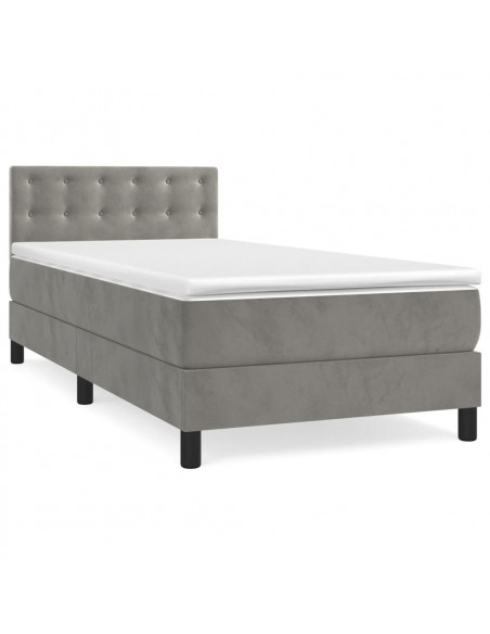 Giroletto a Molle con Materasso Grigio Chiaro 90x200 cm Velluto