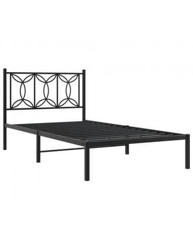 Giroletto con Testiera in Metallo Nero 107x203 cm