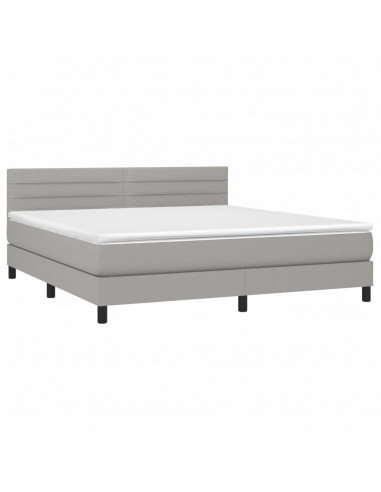 Letto a Molle Materasso e LED Grigio Chiaro 180x200 cm Tessuto
