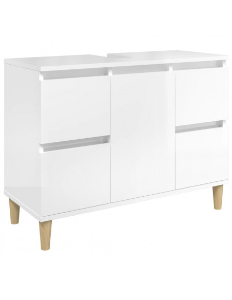 Mobile Lavabo Bianco Lucido 80x33x60 cm in Legno Multistrato