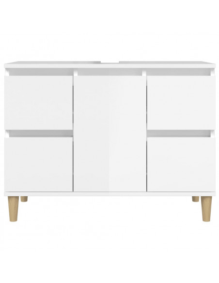 Mobile Lavabo Bianco Lucido 80x33x60 cm in Legno Multistrato