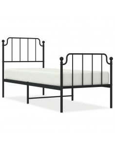 Giroletto con Testiera e Pediera Metallo Nero 75x190 cm 2