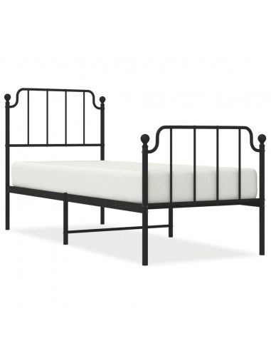 Giroletto con Testiera e Pediera Metallo Nero 75x190 cm