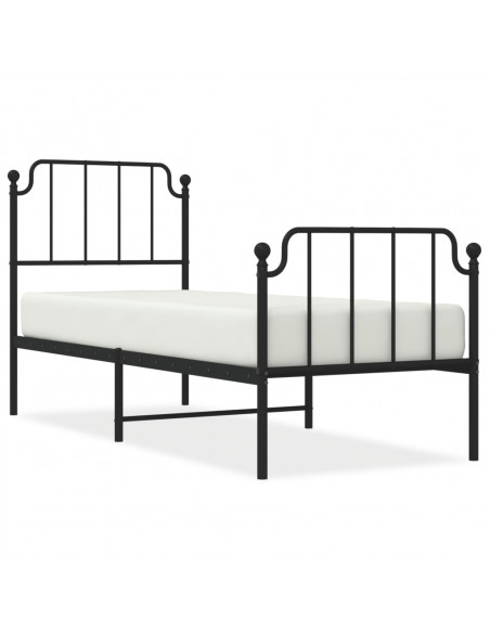 Giroletto con Testiera e Pediera Metallo Nero 75x190 cm