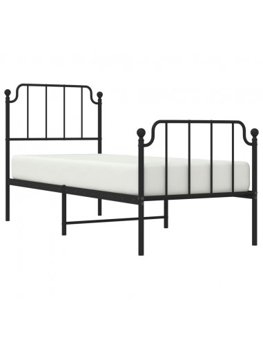 Giroletto con Testiera e Pediera Metallo Nero 75x190 cm