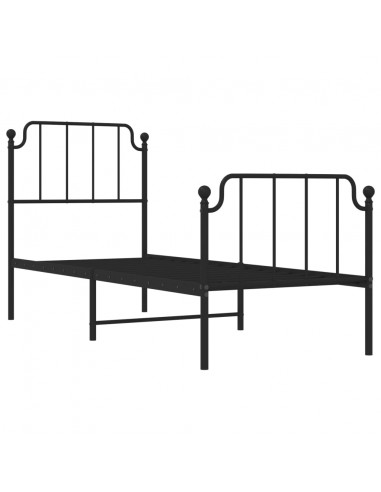 Giroletto con Testiera e Pediera Metallo Nero 75x190 cm