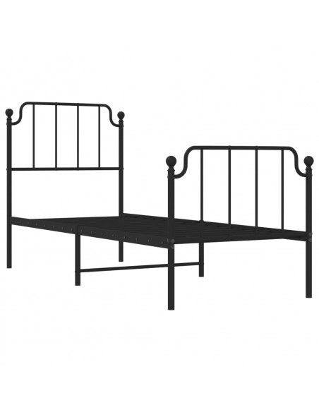 Giroletto con Testiera e Pediera Metallo Nero 75x190 cm