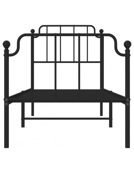 Giroletto con Testiera e Pediera Metallo Nero 75x190 cm