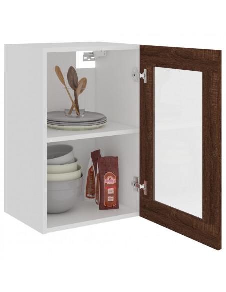 Pensile Vetro Rovere Marrone 40x31x60 cm Legno Multistrato