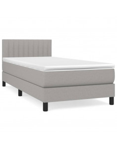 Giroletto a Molle con Materasso Grigio Chiaro 90x190 cm Tessuto 2