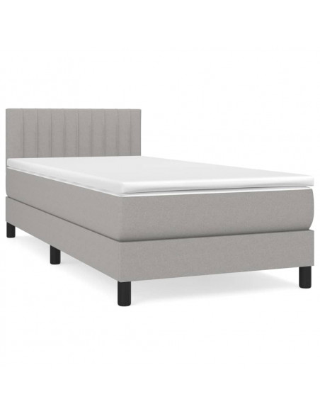 Giroletto a Molle con Materasso Grigio Chiaro 90x190 cm Tessuto