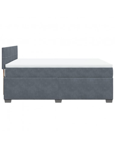 Giroletto a Molle con Materasso Grigio Scuro 140x200 cm Velluto