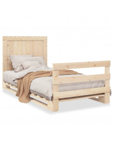 Giroletto con Testiera 100x200 cm Legno Massello di Pino 2