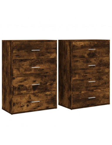 Credenze 2 pz Rovere Fumo 60x31x84 cm in Legno Multistrato