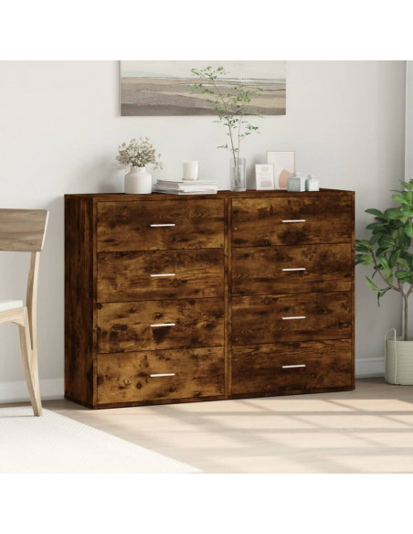 Credenze 2 pz Rovere Fumo 60x31x84 cm in Legno Multistrato