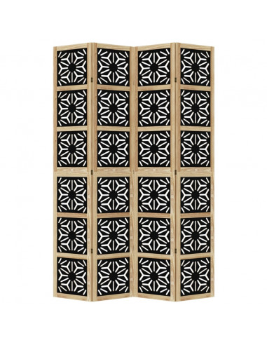 Divisorio Ambienti 4 Pannelli Marrone e Nero Massello Paulownia