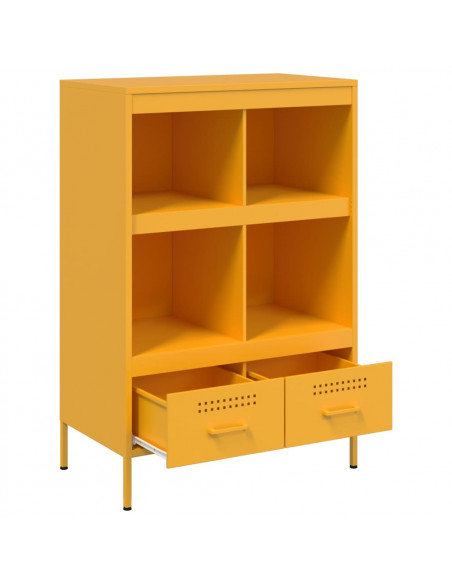 Credenza Giallo Senape 68x39x101,5 cm Acciaio Laminato Freddo
