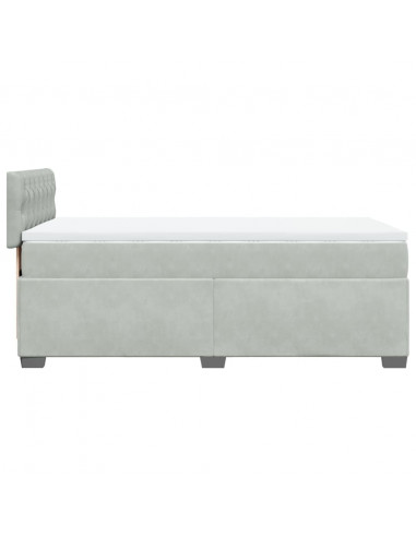 Giroletto a Molle con Materasso Grigio Chiaro 100x200cm Velluto