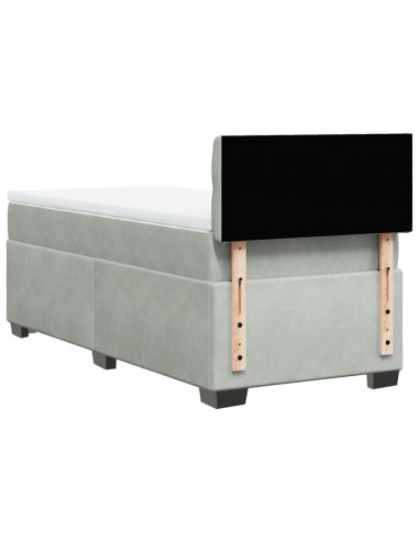 Giroletto a Molle con Materasso Grigio Chiaro 100x200cm Velluto