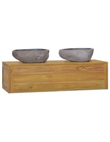 Mobile da Bagno a Parete 110x45x30 cm in Legno Massello di Teak