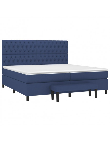 Giroletto a Molle con Materasso Blu 200x200 cm in Tessuto