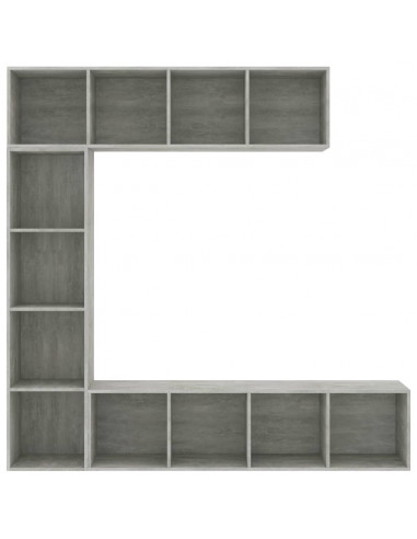 Set Mobili Libreria/Porta TV 3 pz Grigio Cemento 180x30x180 cm