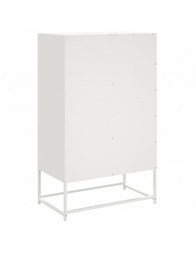 Credenza Bianca 68,5x39x111,5 cm in Acciaio Laminato a Freddo