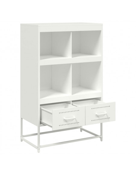 Credenza Bianca 68,5x39x111,5 cm in Acciaio Laminato a Freddo