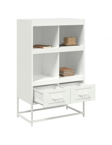 Credenza Bianca 68,5x39x111,5 cm in Acciaio Laminato a Freddo