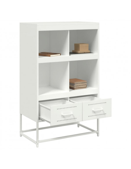 Credenza Bianca 68,5x39x111,5 cm in Acciaio Laminato a Freddo