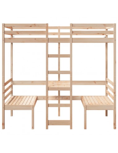 Giroletto Soppalco con Scrivania e Sedie 90x200cm Legno Pino