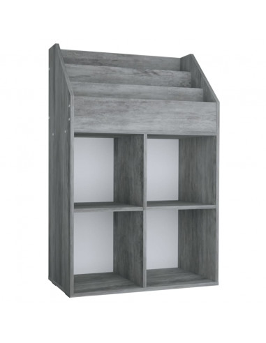 Portariviste Bambini Grigio Cemento 71x30x114 cm Multistrato