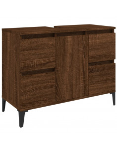 Mobile Lavabo Rovere Marrone 80x33x60 cm in Legno Multistrato 2